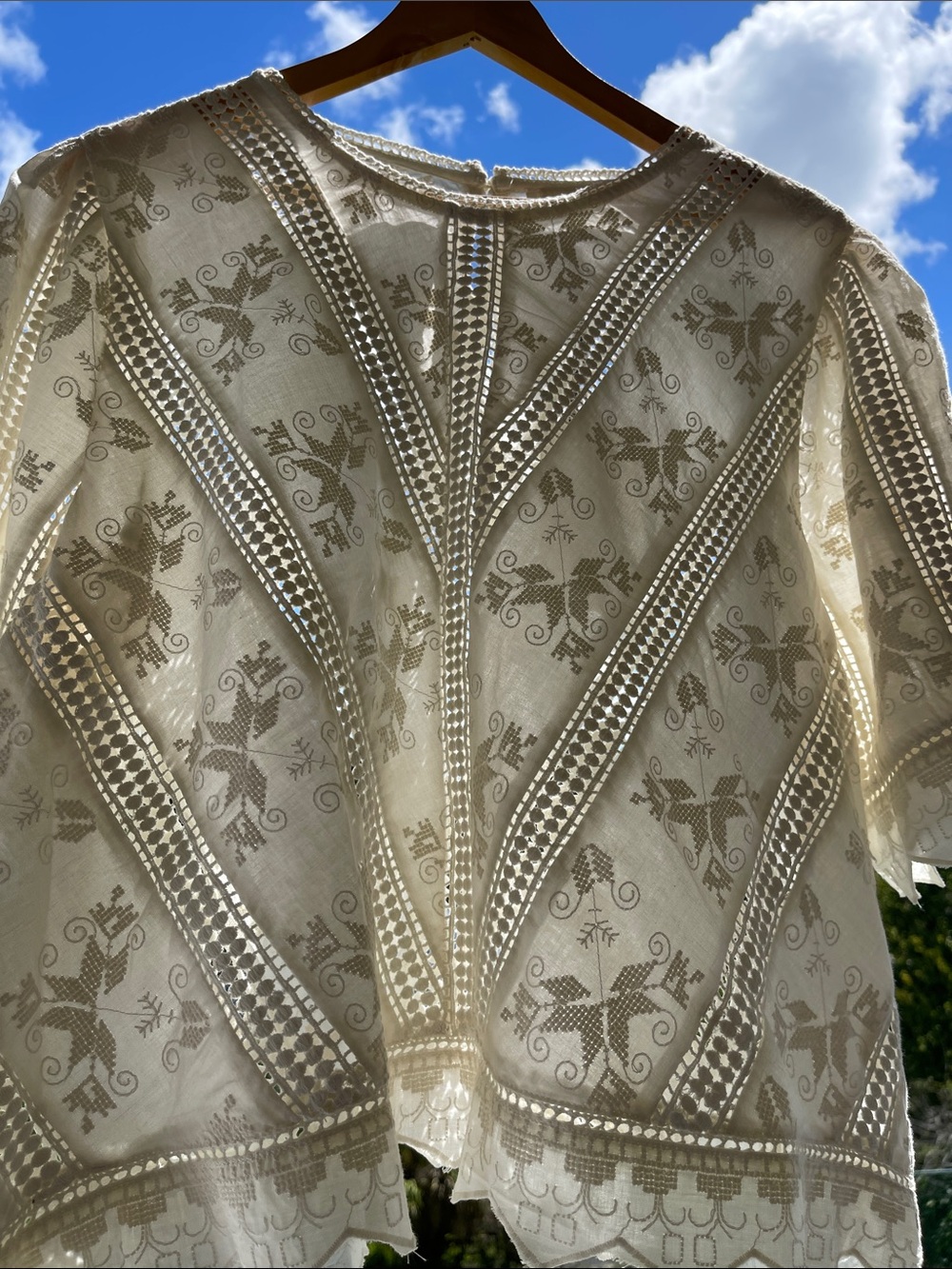 Jenifer & Grace White Cotton Embroidered Eyelet Boho Blouse TOP XL NWT
